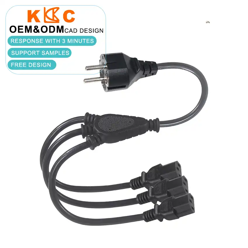 European Plug to 3-Way IEC C13 Power Splitter Cord